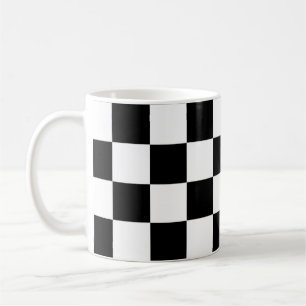 Caneca De Café Padrão de Verificação Branco Preto