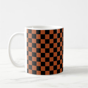 Caneca De Café Padrão de Verificação Preto-Marrom