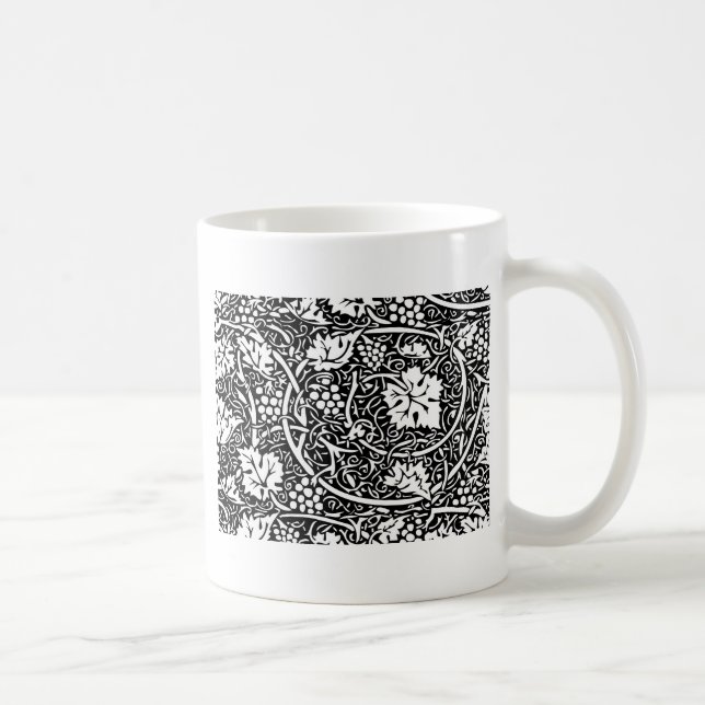 Caneca De Café Padrão de videira preta e branca de William Morris (Direita)
