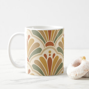 Caneca De Café Padrão de vieira de leque Art Deco terroso Boho