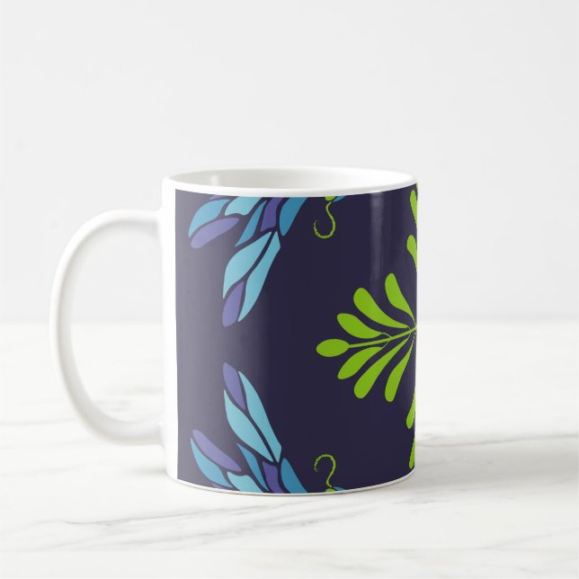 Caneca De Café Padrão de vinheta libélula azul verde sobre fundo  (Esquerda)