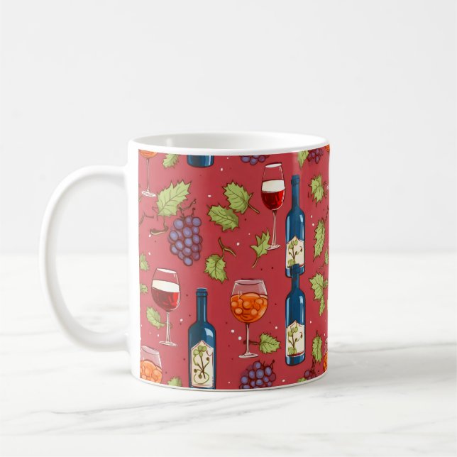 Caneca De Café Padrão de Vinho e Uva (Esquerda)