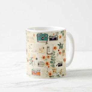 Caneca De Café Padrão de Vintage Floral & Camera (6)