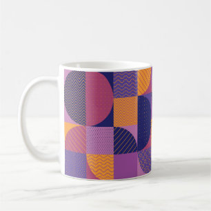 Caneca De Café Padrão de Vintagem Geométrica de abstrato Multicol