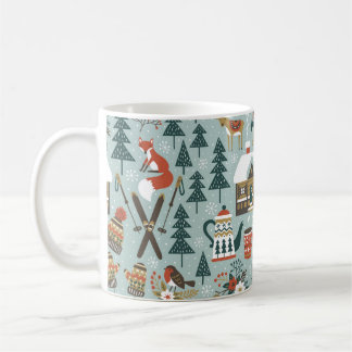 Caneca De Café Padrão de vintagem sem costura desenhado à mão com