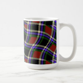 Caneca De Café Padrão de Wavy Tartan Verde Vermelho Roxo Branco C