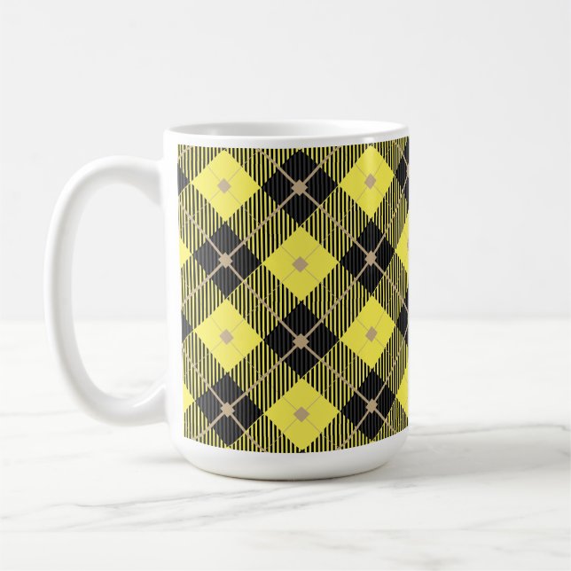 Caneca De Café Padrão de Xadrez Amarelo Preto do jack Lumberjack (Esquerda)