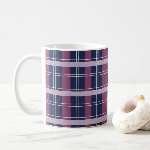 Caneca De Café Padrão de Xadrez de Tartan Escocês Roxo Azul