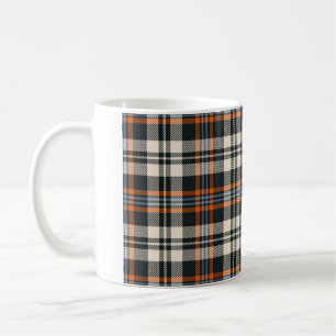 Caneca De Café Padrão de xadrez do Tartan outono a preto, laranj