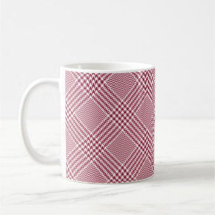 Caneca De Café Padrão de xadrez Glen brilhante em vermelho e bra