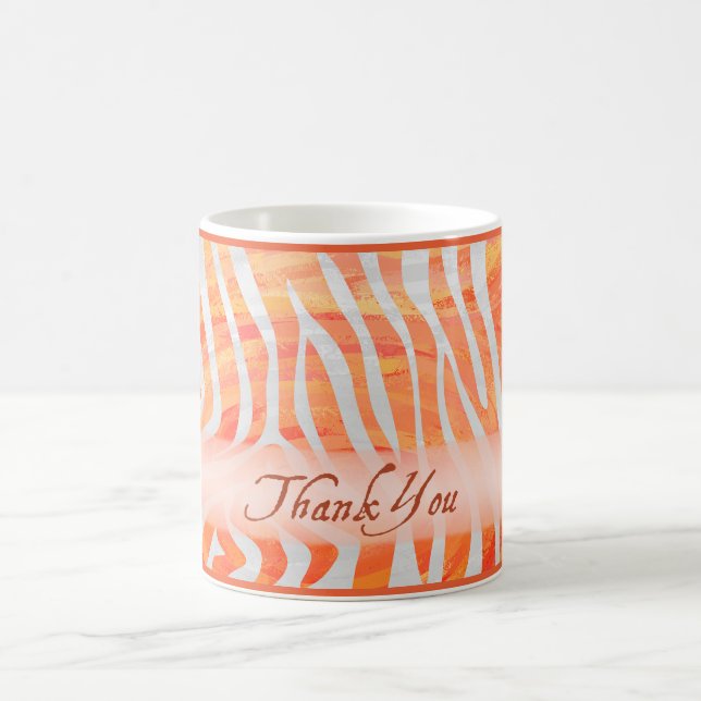 Caneca De Café Padrão de Zebra Laranja e Branca Obrigado (Centro)