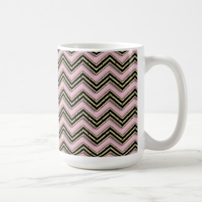 Caneca De Café Padrão de ziguezague preto e rosa (Direita)