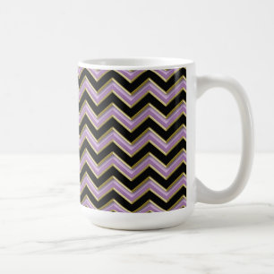 Caneca De Café Padrão de Zigzag Preto Dourado Ametist