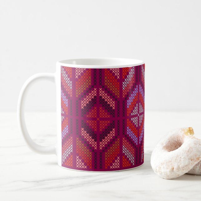 Caneca De Café Padrão Decorativo do Motif Têxtil Tribal Africano (Com Donut)