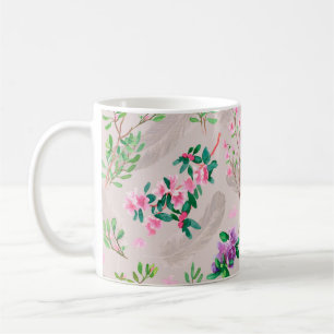 Caneca De Café Padrão delicado com flores de rododendron e fea