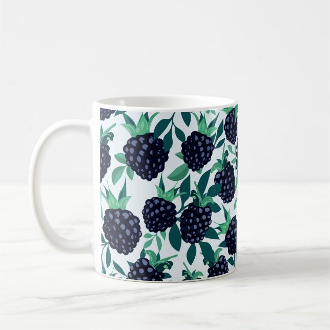 Caneca De Café Padrão descontínuo tropical com amora (Esquerda)