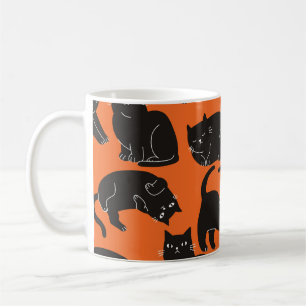 Caneca De Café Padrão Desenhado Da Mão De Gatos De Cartoon
