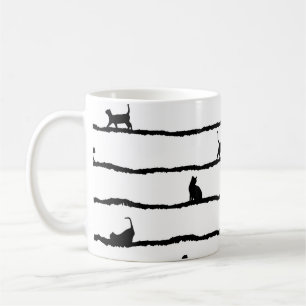 Caneca De Café Padrão Desenhado de Abstrato de Faixa Silhueta de 