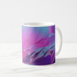 Caneca De Café Padrão digital abstrato em azul, roxo e rosa