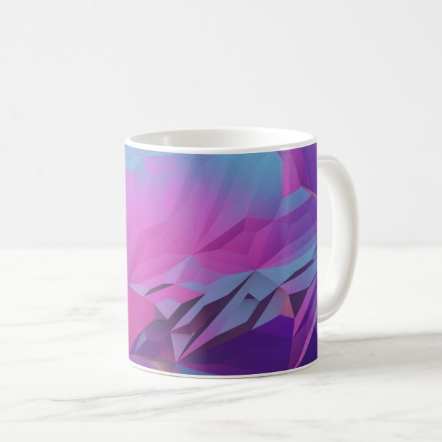 Caneca De Café Padrão digital abstrato em azul, roxo e rosa (Frente Esquerda)