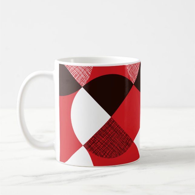 Caneca De Café Padrão Dinâmico Diagonal Texturizado Vermelho (Esquerda)