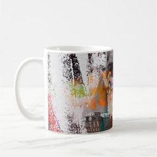 Caneca De Café padrão do crânio. efeitos coloridos do crânio do n