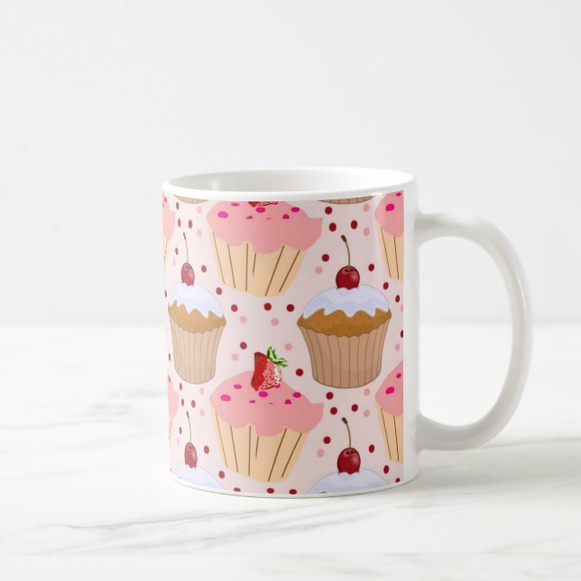 Caneca De Café Padrão do Cupcake rosa (Direita)