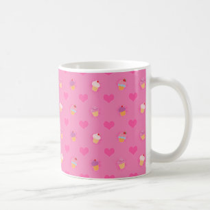 Caneca De Café Padrão do Cupcake rosa