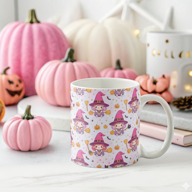 Caneca De Café Padrão do Dia de as Bruxas engraçado com Bompkins  (Criador carregado)