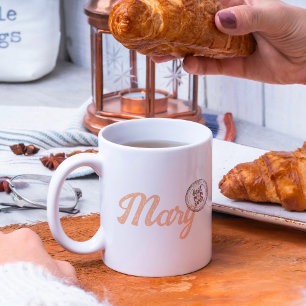 Caneca De Café Padrão do Dia de as mães de Script Dourado do rosa