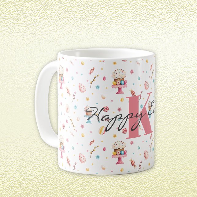 Caneca De Café Padrão do Felz pascoa Monograma 11oz (Criador carregado)