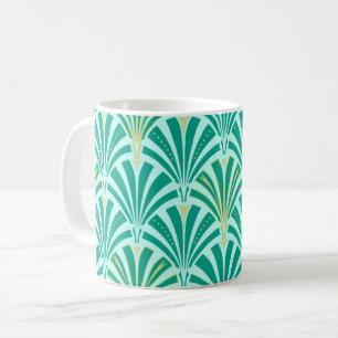 Caneca De Café Padrão do ventilador Art Deco - turquesa no aqua