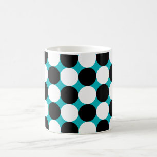 Caneca De Café Padrão do vetor de pontos preto e branco azul-clar