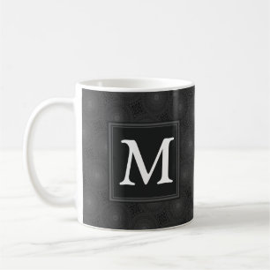 Caneca De Café Padrão dos círculos do carvão monograma