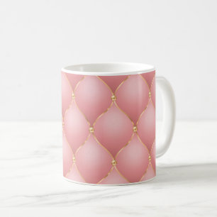 Caneca De Café Padrão Dourado de Diamante Tufado de Rosa Rosa Ros