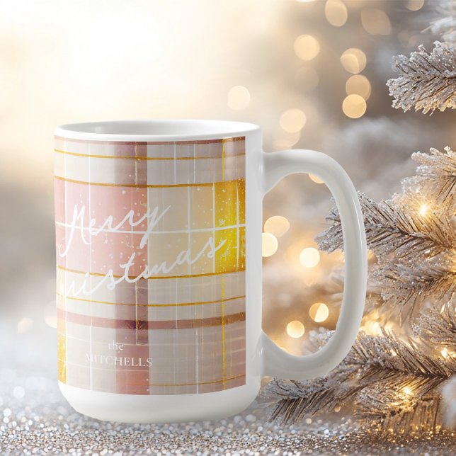 Caneca De Café Padrão Dourado de Natal rosa nº 7 ID1009 (Criador carregado)