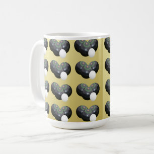 Caneca De Café Padrão Dourado E Preto De Bolinhos, 