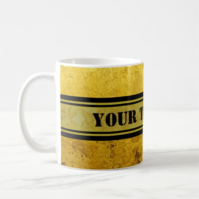 Caneca De Café Padrão DOURADO PURO / folha dourada + texto (Esquerda)