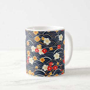 Caneca De Café Padrão Elegante De Flor De Cereja Sem Costura (12)