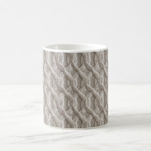 Caneca De Café Padrão Elegante de Tricô de Corda Bege