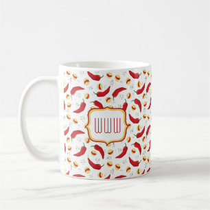 Caneca De Café Padrão Elegante do Chile Vermelho