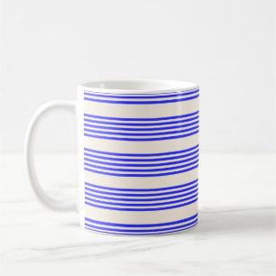 Caneca De Café Padrão elétrico azul e bege cinco faixas