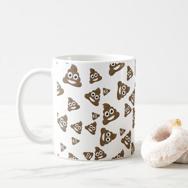 Caneca De Café Padrão Engraçado de Poop Emoji (Com Donut)
