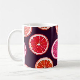 Caneca De Café Padrão Escuro De Citros Pintados À Mão