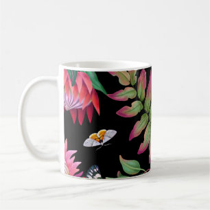 Caneca De Café Padrão Escuro do Unicórnio da Floresta Mágica.