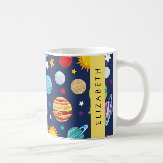 Caneca De Café Padrão Espacial, Planetas, Estrelas, Cosmos, Seu N (Direita)