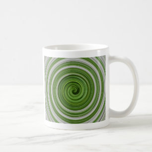 Caneca De Café Padrão espiral verde e branco