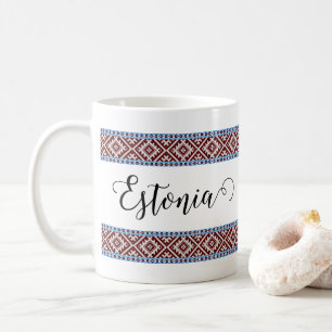 Caneca De Café Padrão Estoniano De Fixação 2 Cintos Tecidos