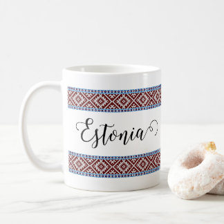 Caneca De Café Padrão Estoniano De Fixação 2 Cintos Tecidos