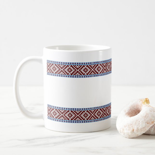 Caneca De Café Padrão Estoniano De Fixação 2 Cintos Tecidos (Com Donut)